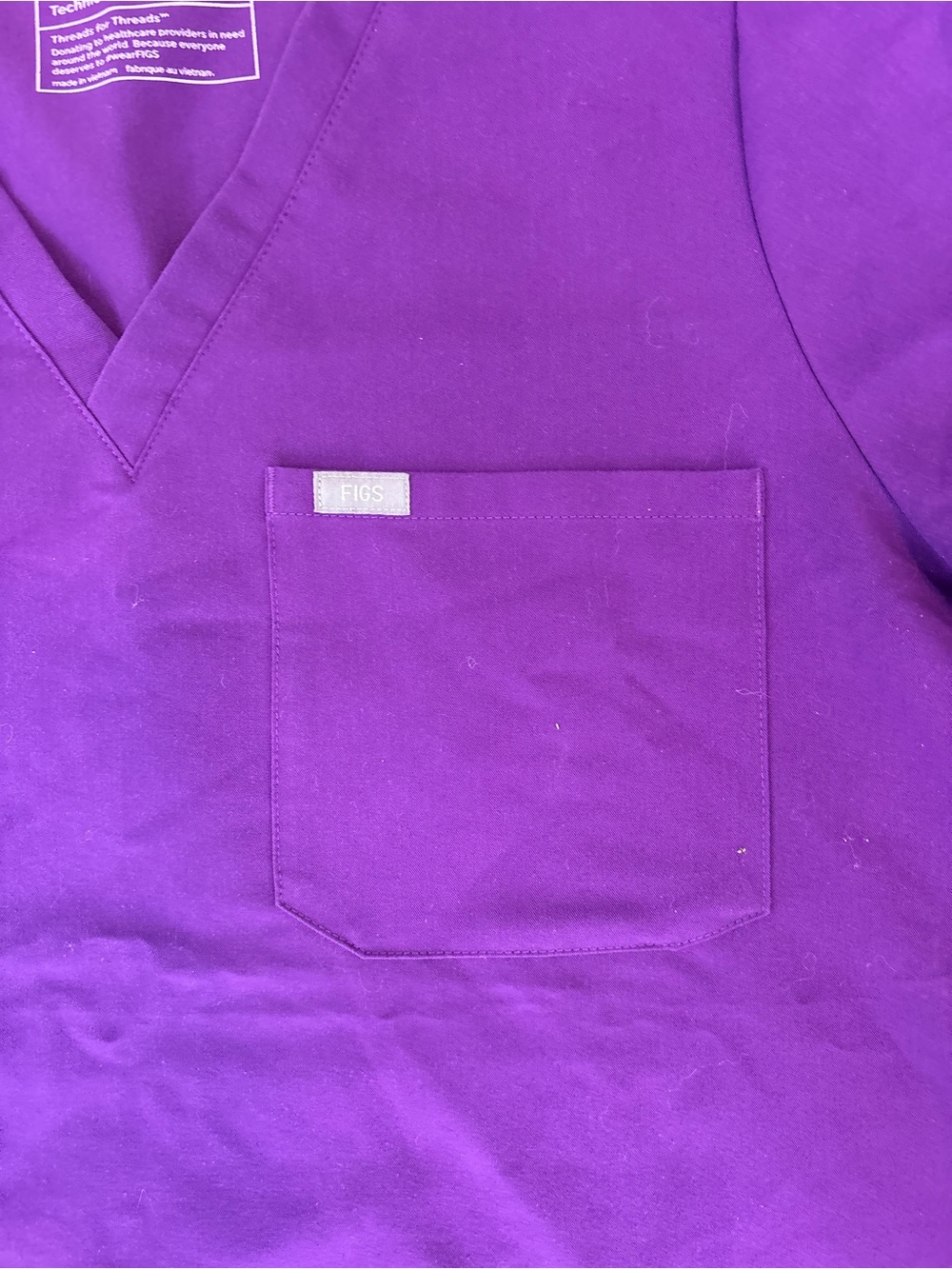 FIGS Women’s Purple Sz:L Preowned V-neck Short-sleeve 183# - Picture 3 of 6